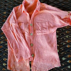 Adjustable long sleeve cotton gauze shirt